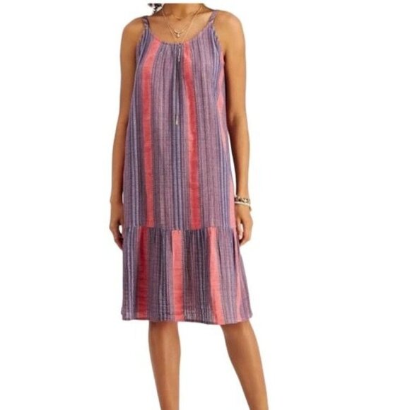 Style & Co Womens  Fashion Dress Sunset Streaks Striped Sleeveless Size L Petite - Picture 1 of 8